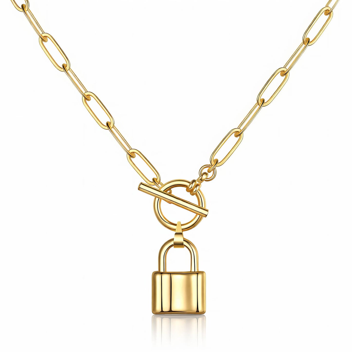 18K Gold Plated Steel Lock Necklace