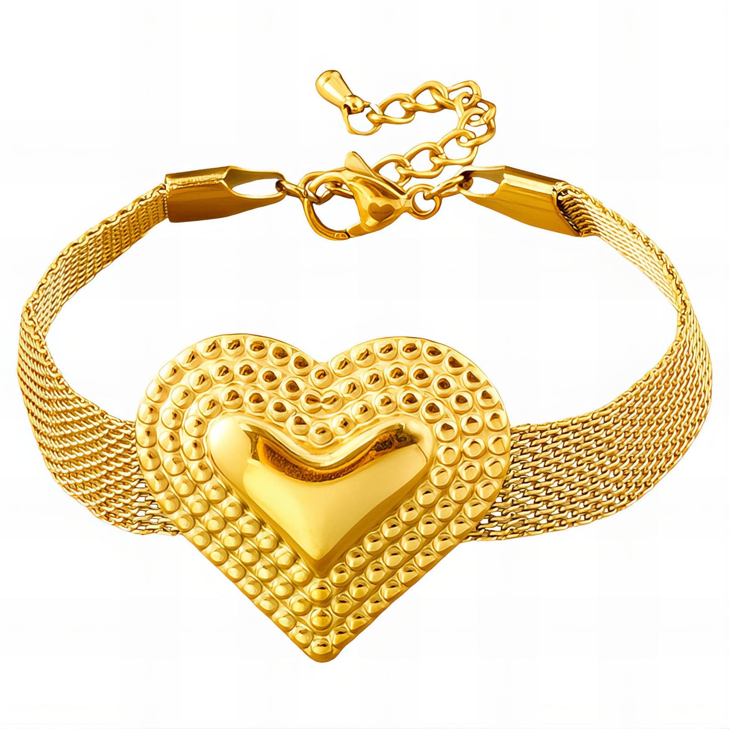 18K Gold Plated Steel Heart Bracelet