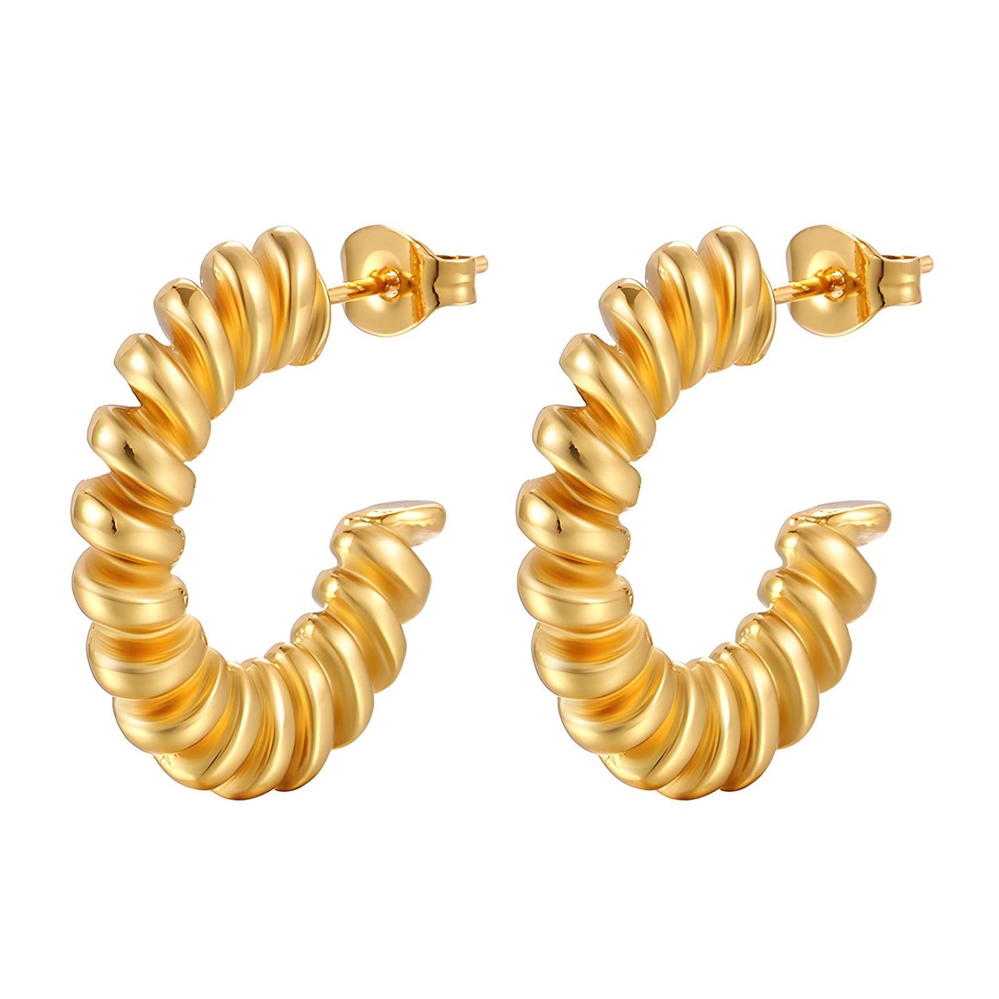 18K Gold Plated Steel Spiral Earrings
