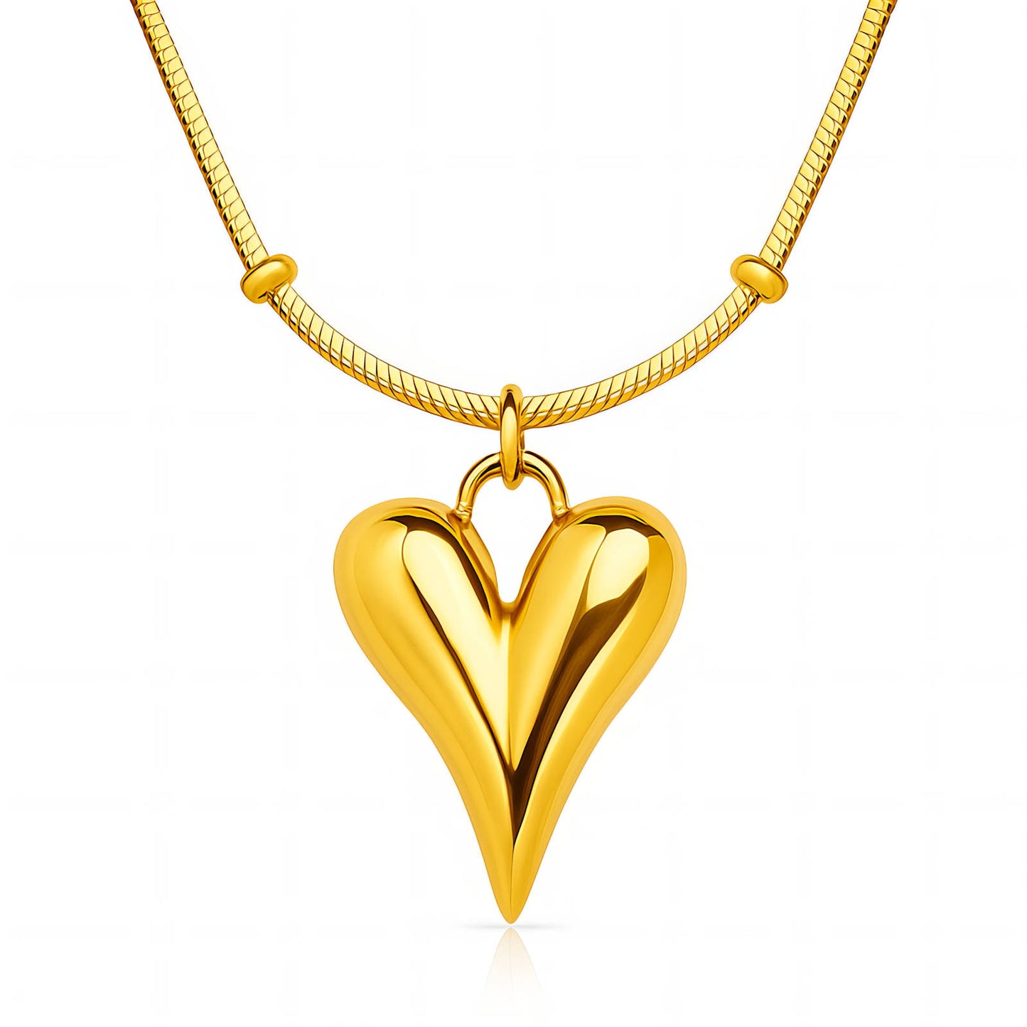 18K Gold Plated Steel Hearts Necklace