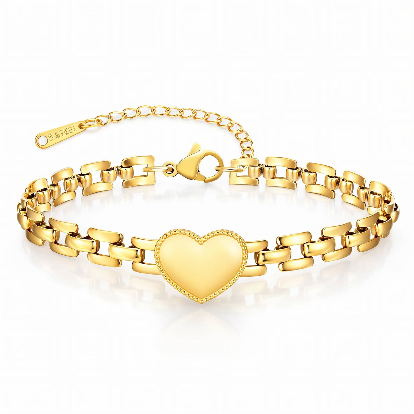 18K Gold Plated Steel Heart Bracelet