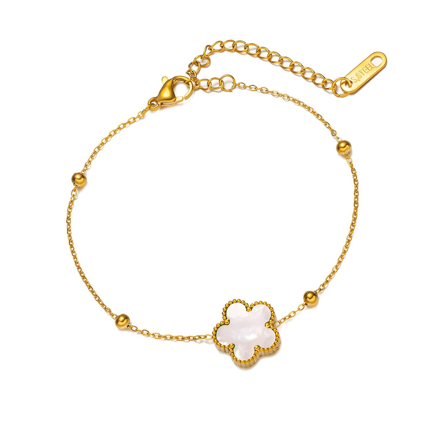 18K Gold Plated Steel Flower Bracelet
