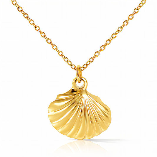 18K Gold Plated Steel Seashell Necklace
