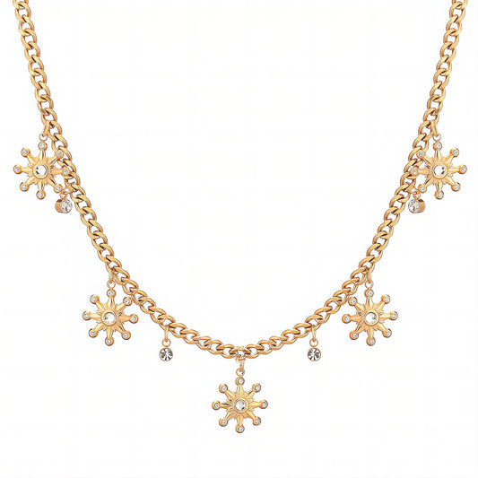 18K Gold Plated Steel Flower Meadow Necklace