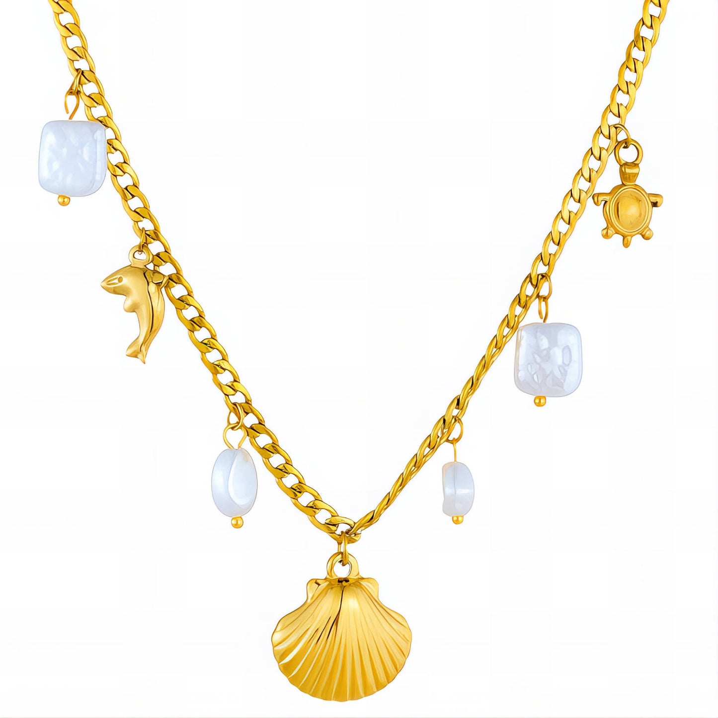 18K Gold Plated Steel Seashell Necklace